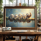 Baby Sloths Hanging Wildlife Oil Painting - image 2