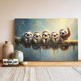 Baby Sloths Hanging Wildlife Oil Painting - image 3