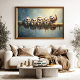 Baby Sloths Hanging Wildlife Oil Painting - image 5