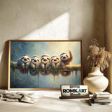 Baby Sloths Hanging Wildlife Oil Painting - image 6