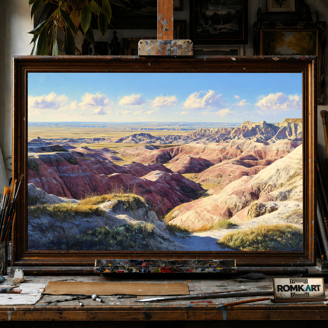Badlands Canyon hand-painted oil painting on canvas