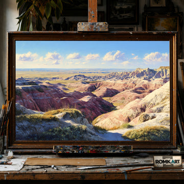 Badlands Canyon hand-painted oil painting on canvas