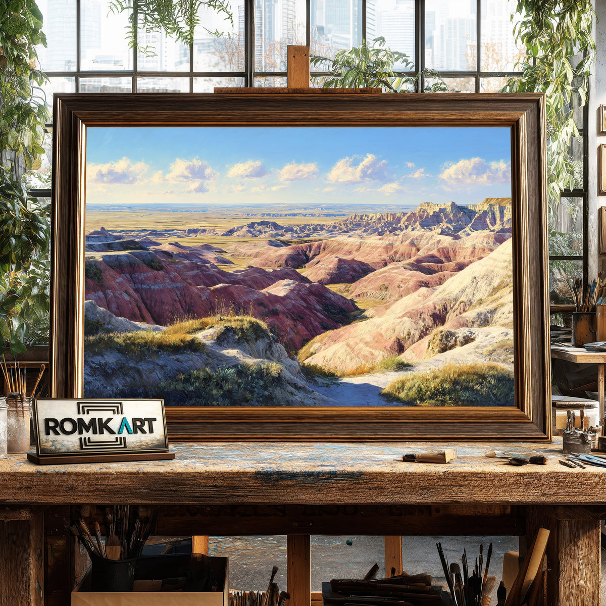 Badlands Canyon Landscape Oil Painting - image 2