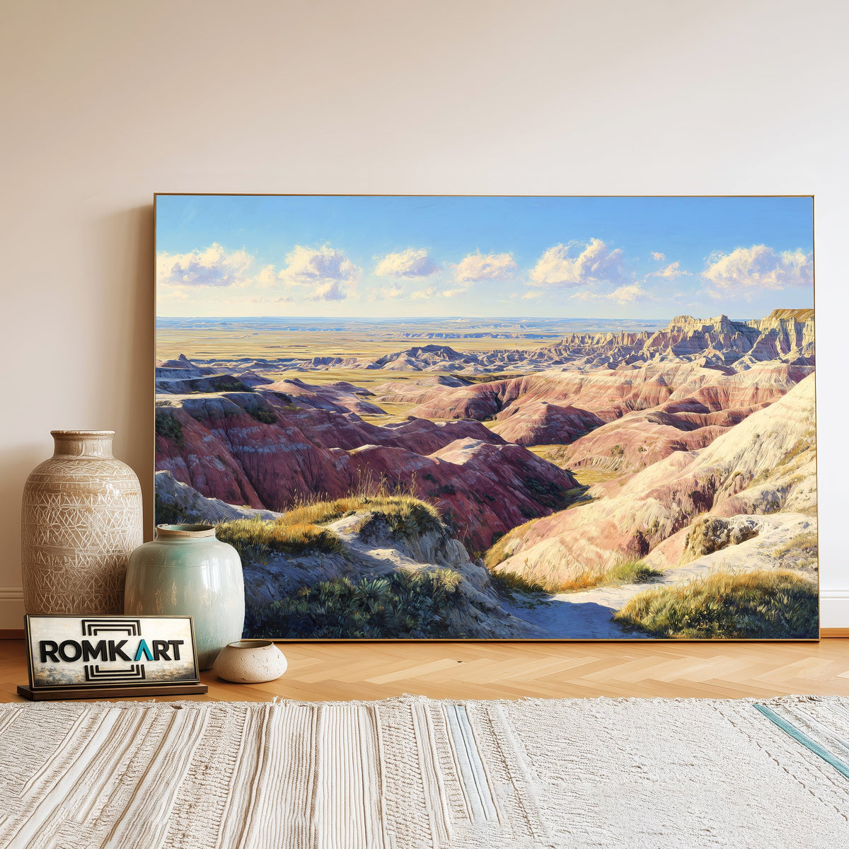 Badlands Canyon Landscape Oil Painting - image 3