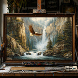 Bald Eagle Soaring Canyon Landscape hand-painted oil painting on canvas
