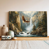 Bald Eagle Soaring Canyon Landscape Bird Oil Painting - image 3