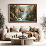 Bald Eagle Soaring Canyon Landscape Bird Oil Painting - image 5