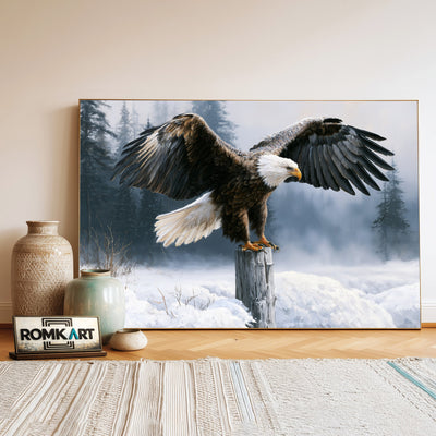 Bald Eagle Winter Wilderness Oil Painting - image 3