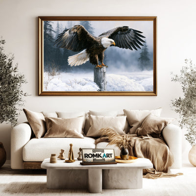 Bald Eagle Winter Wilderness Oil Painting - image 5