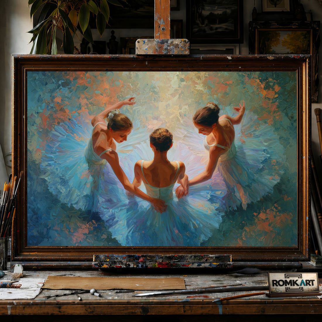 Ballerinas - Hand-Painted Oil Painting - View 1