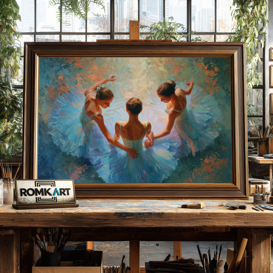 Ballerinas - Hand-Painted Oil Painting - View 1