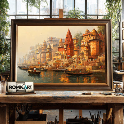 Banaras Ghats Indian Art Oil Painting - image 2