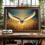 Barn Owl in Golden Field Bird Oil Painting - image 2