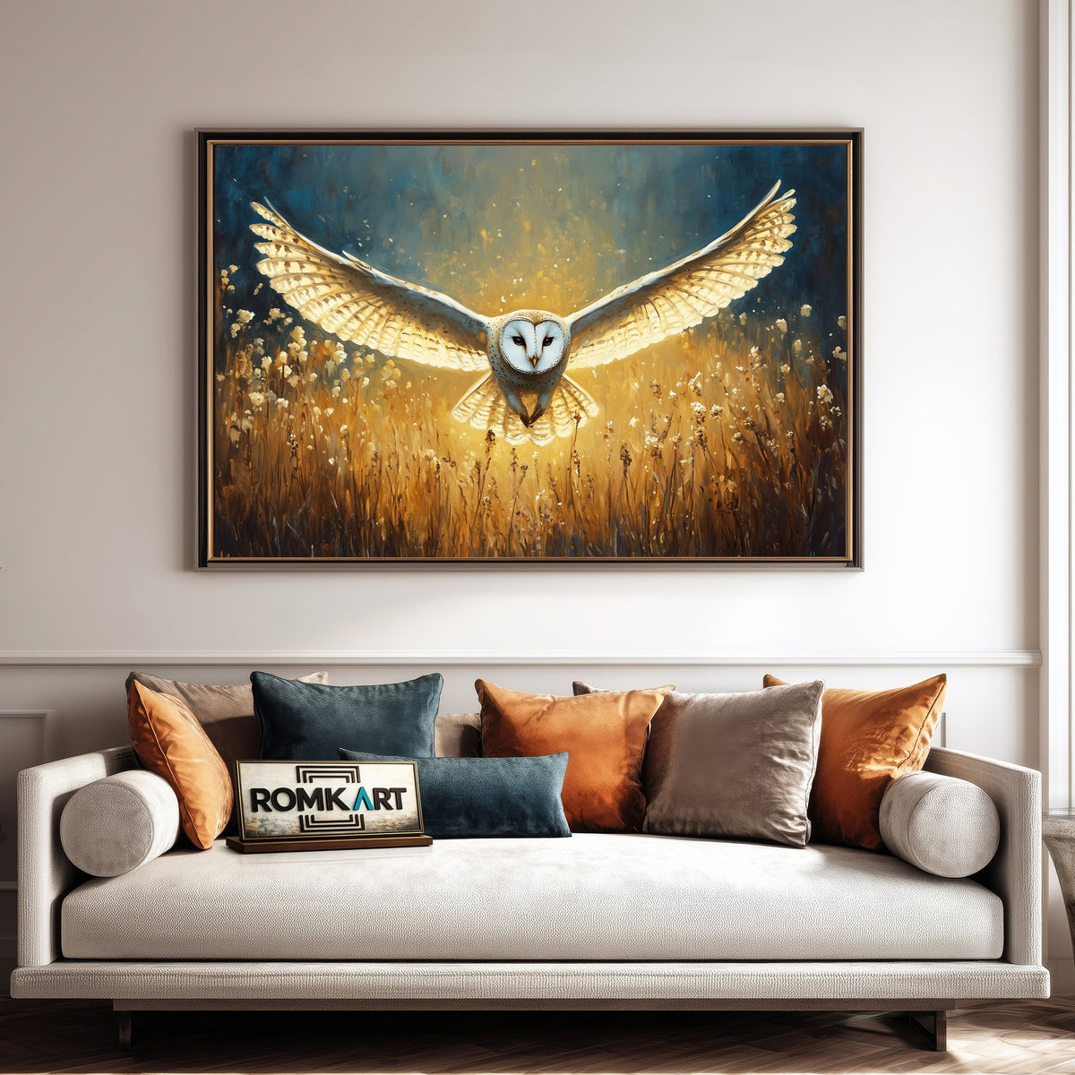 Barn Owl in Golden Field Bird Oil Painting - image 4