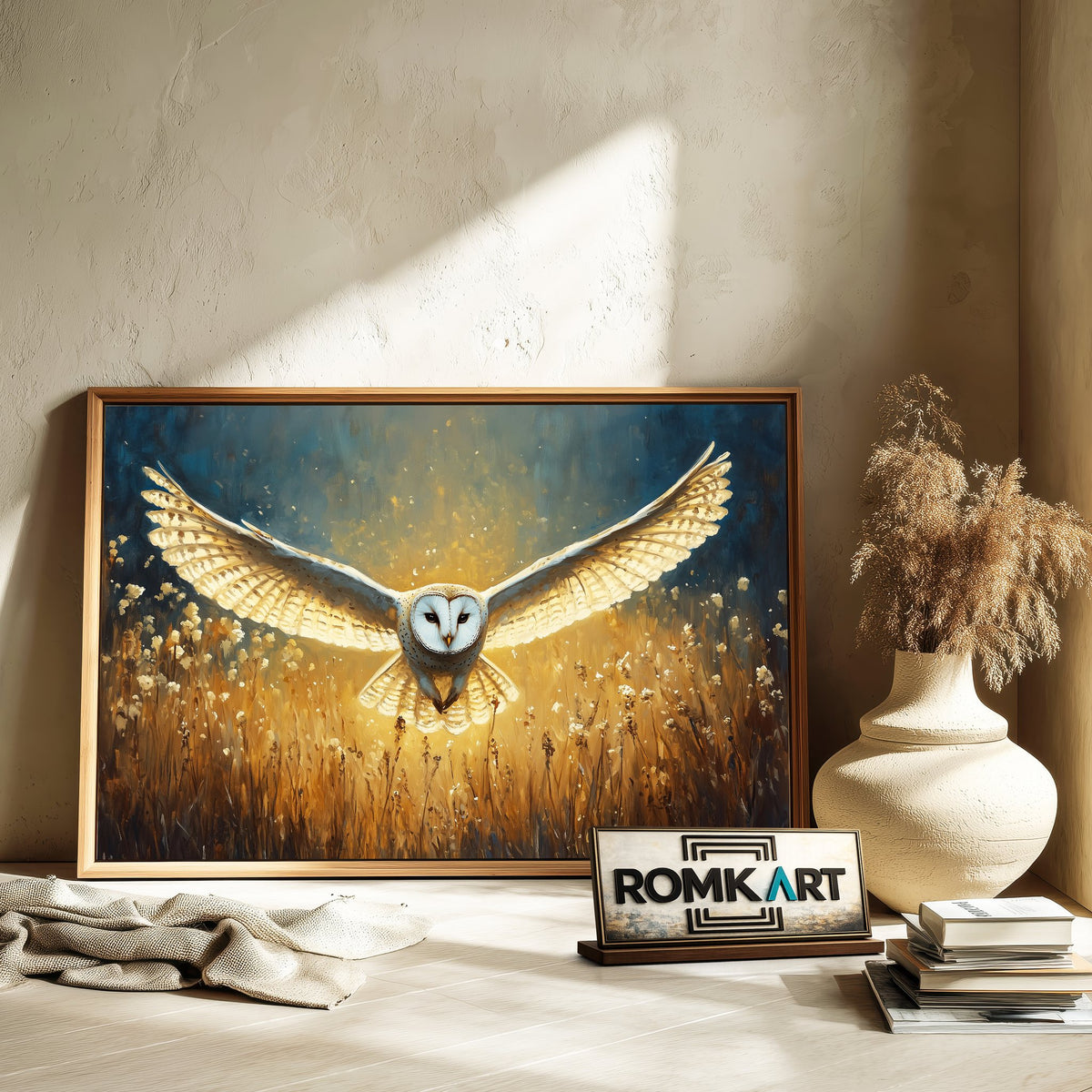 Barn Owl in Golden Field Bird Oil Painting - image 6