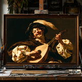 Baroque Young male Lute Musician - Hand-Painted Oil Painting - View 1