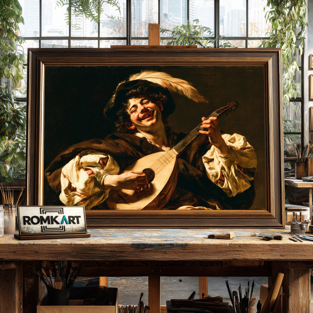 Baroque Young Male Lute Musician Oil Painting - image 2