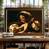 Baroque Young Male Lute Musician Oil Painting - image 2