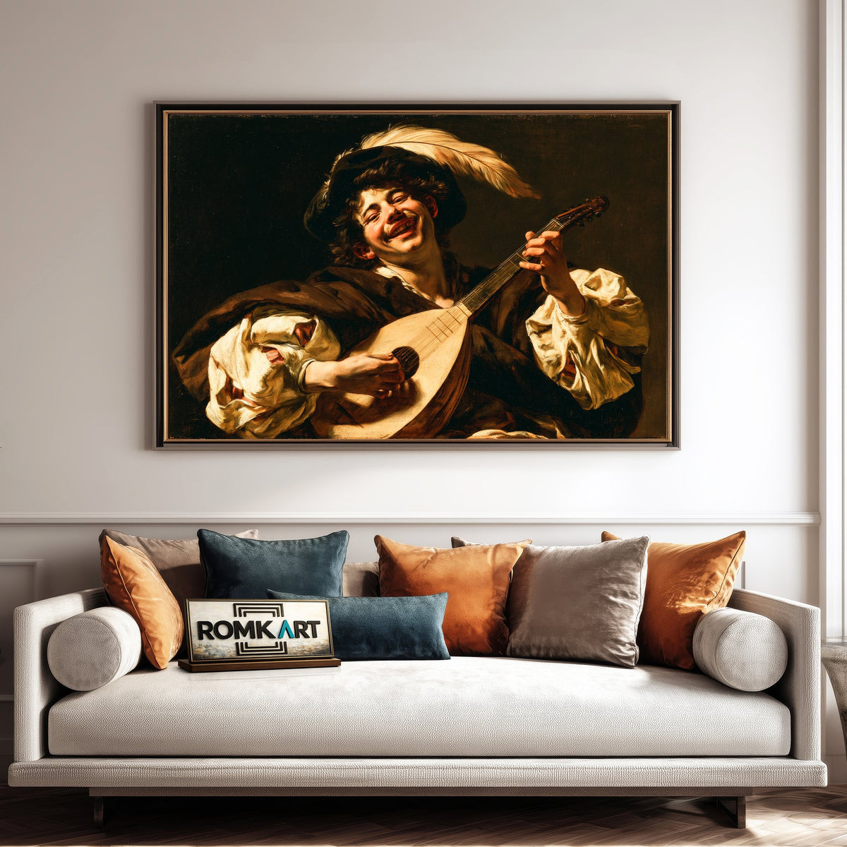 Baroque Young Male Lute Musician Oil Painting - image 4