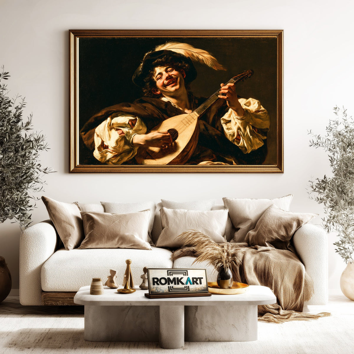 Baroque Young Male Lute Musician Oil Painting - image 5