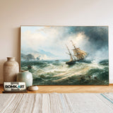 Barque Distress Off A Rocky Coast Oil Painting - image 3