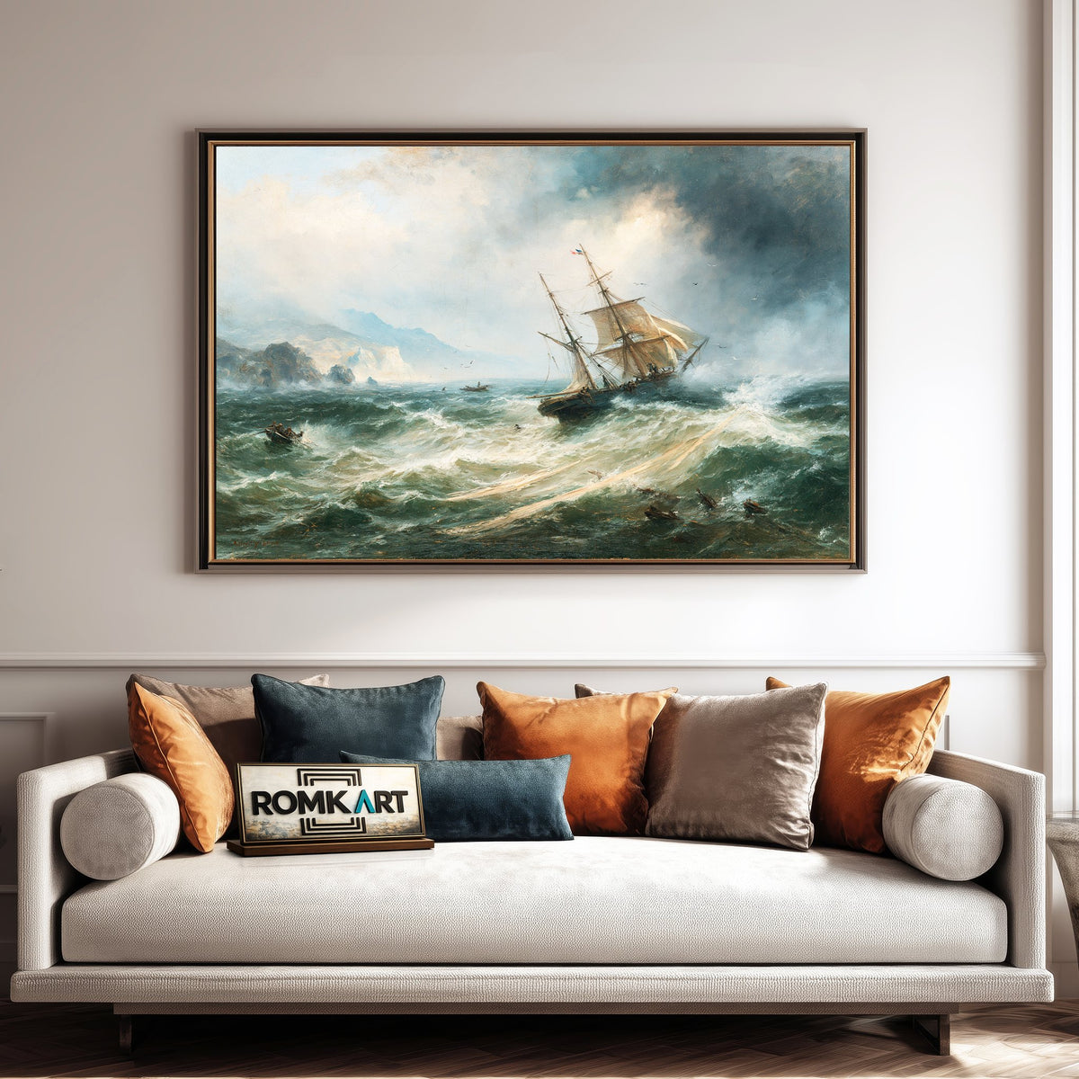 Barque Distress Off A Rocky Coast Oil Painting - image 4