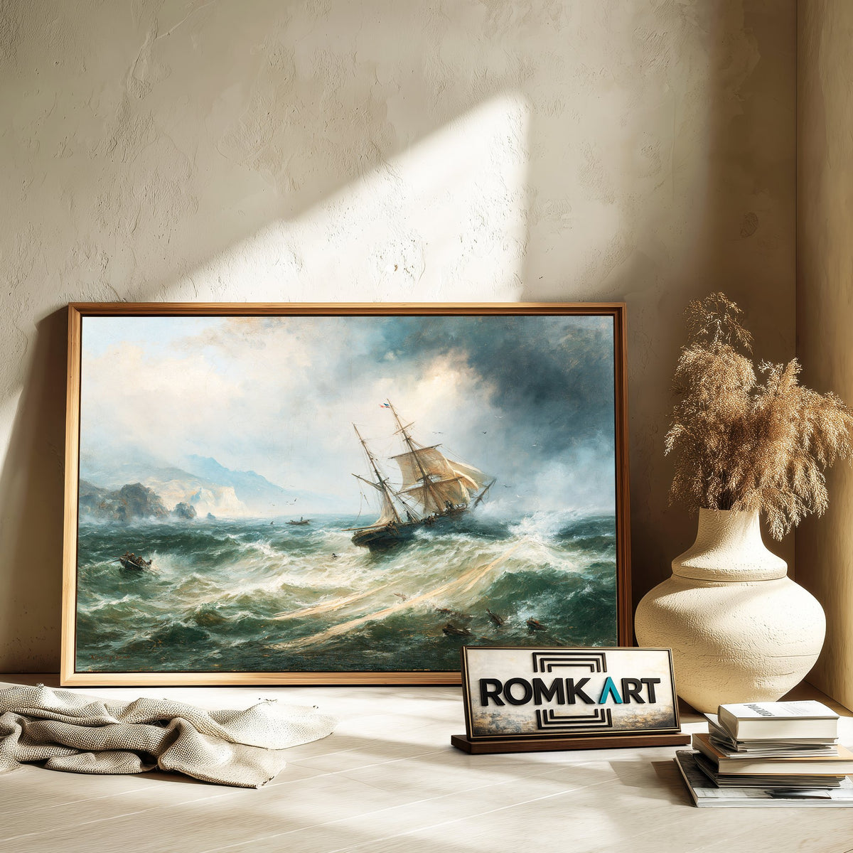 Barque Distress Off A Rocky Coast Oil Painting - image 6