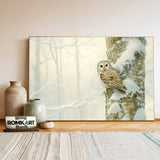 Barred Owl in Quiet Snow Forest Bird Oil Painting - image 3