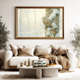 Barred Owl in Quiet Snow Forest Bird Oil Painting - image 5
