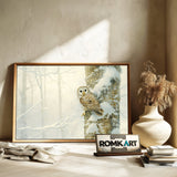 Barred Owl in Quiet Snow Forest Bird Oil Painting - image 6