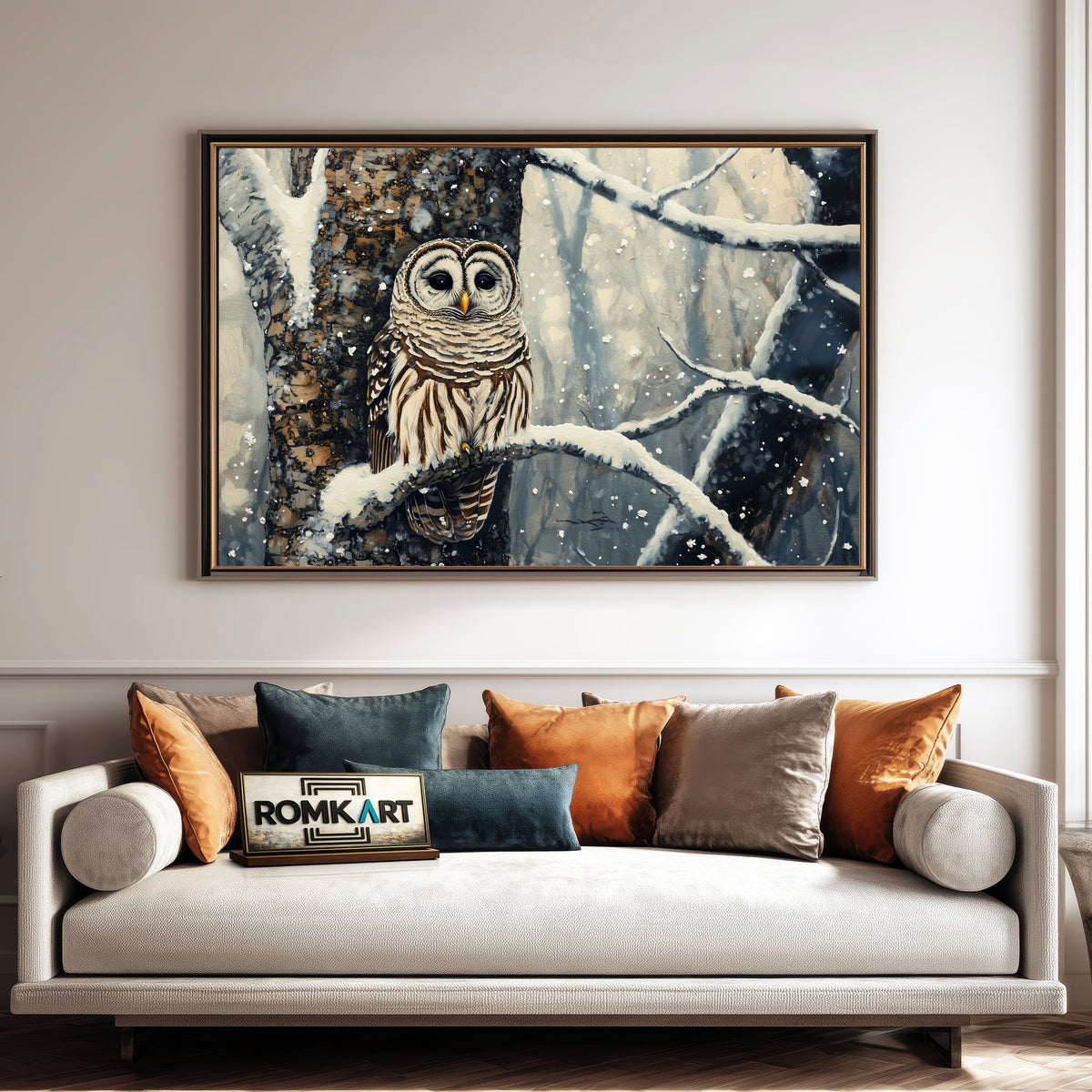 Barred Owl in Snow Forest Bird Oil Painting - image 4
