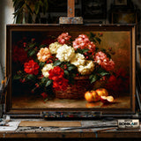 Basket Floral Still Life - Hand-Painted Oil Painting - View 1