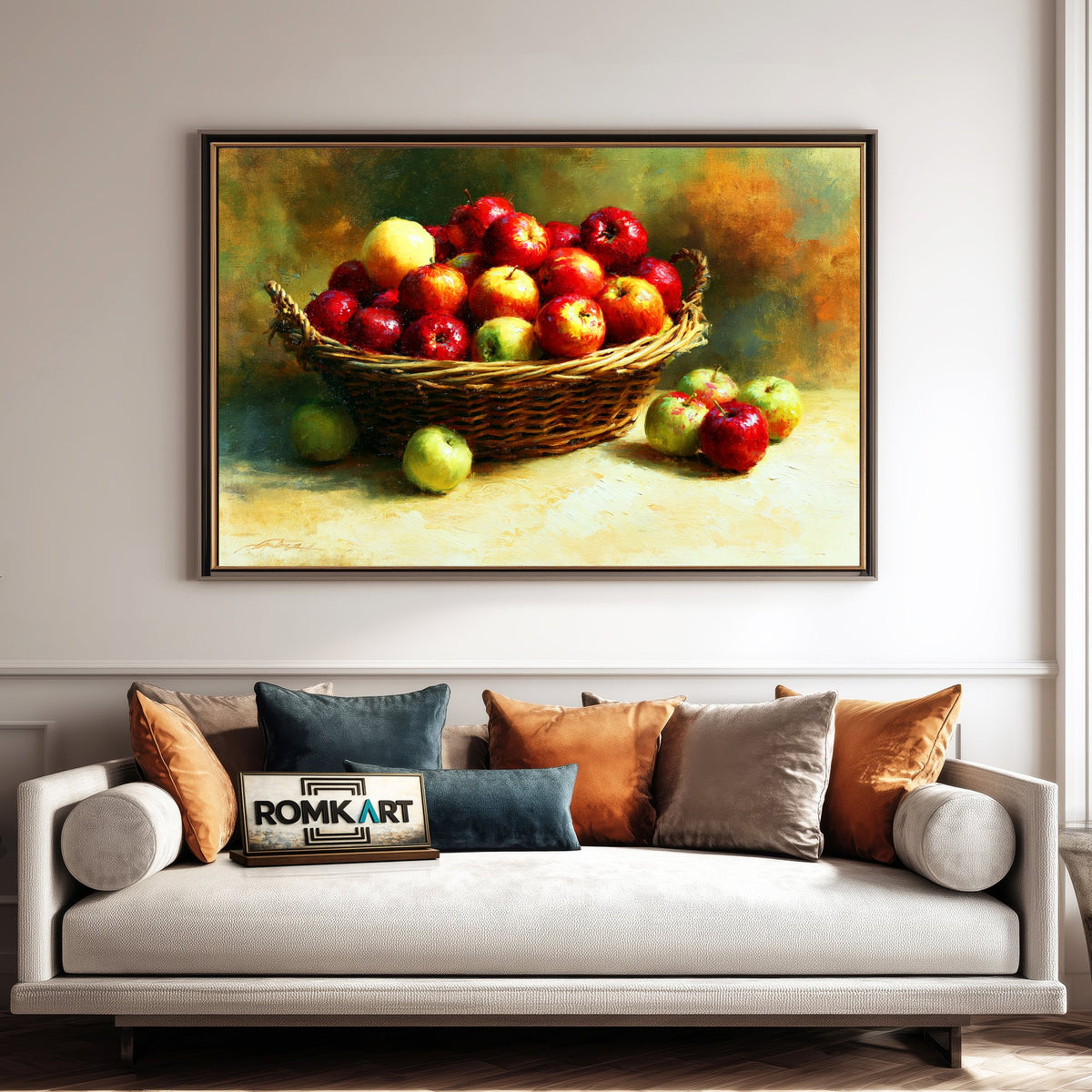 Basket Of Apples Still Life Oil Painting - image 4