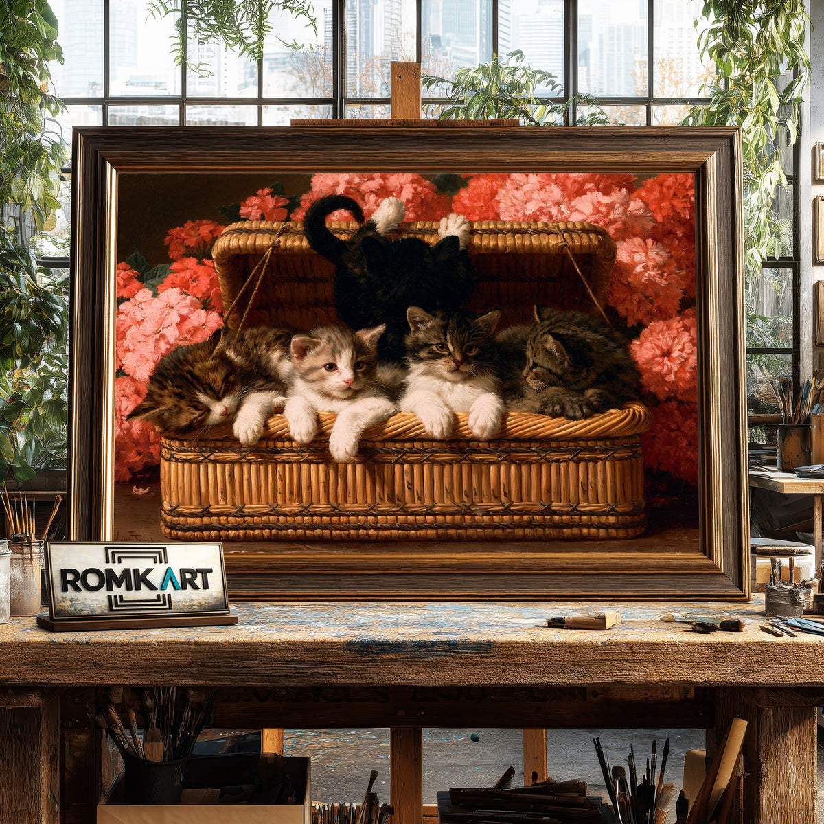 Basket Of Cats Oil Painting - image 2