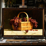 Basket of Grapes - Hand-Painted Oil Painting - View 1