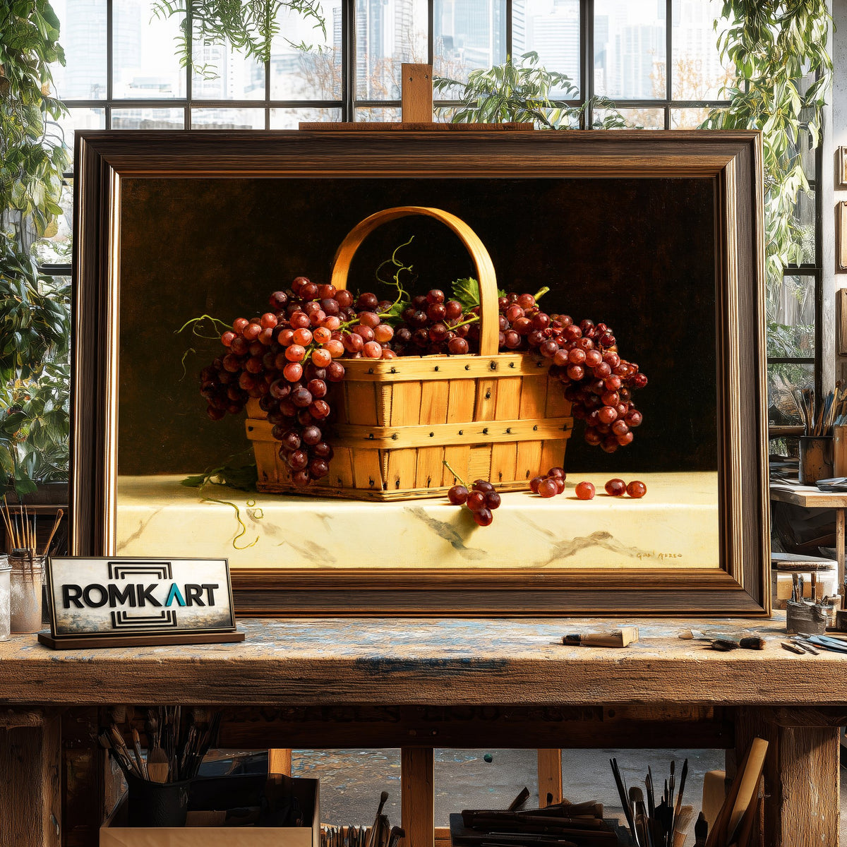 Basket Of Grapes Oil Painting - image 2