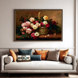 Basket Of Roses On A Ledge Oil Painting - image 4