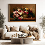 Basket Of Roses On A Ledge Oil Painting - image 5