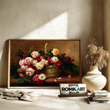 Basket Of Roses On A Ledge Oil Painting - image 6
