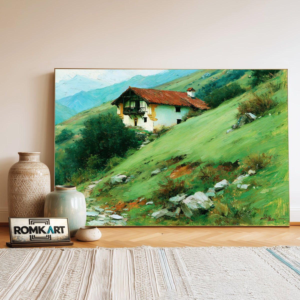 Basque House In The Hill Oil Painting - image 3
