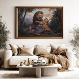 Battle of Lion and Tiger Historical Oil Painting - image 5