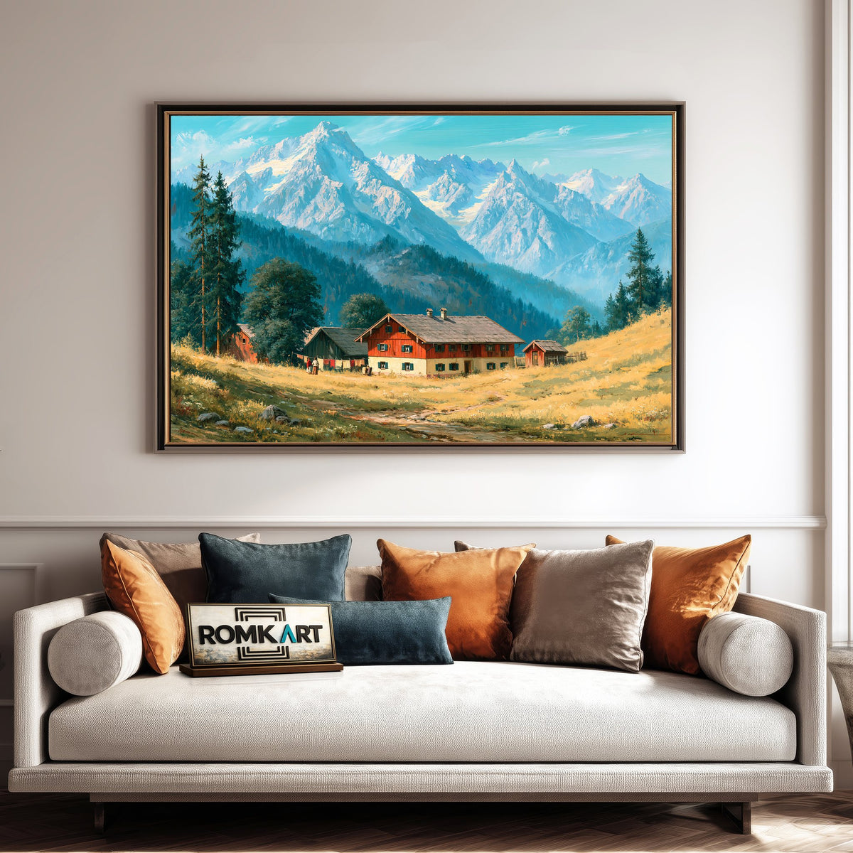 Bavarian Alpine Countryside Oil Painting - image 4