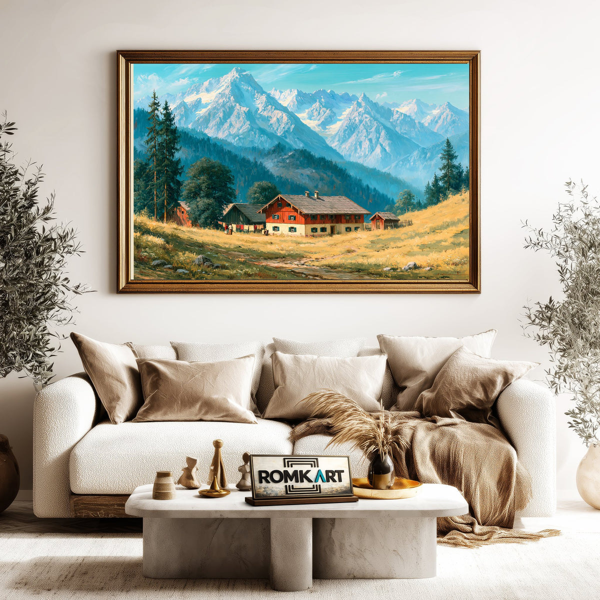 Bavarian Alpine Countryside Oil Painting - image 5