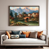 Bavarian Alpine Village Countryside Oil Painting - image 4