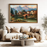 Bavarian Alpine Village Countryside Oil Painting - image 5