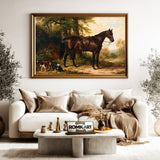 Bay Horse With Two Spaniels Dogs Oil Painting - image 5