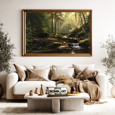 Bear Forest Stream Oil Painting - image 5