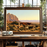 Bedouin Encampment In A Vast Desert Landscape Oil Painting - image 2