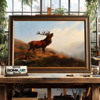 Bellowing Stag Oil Painting - image 2