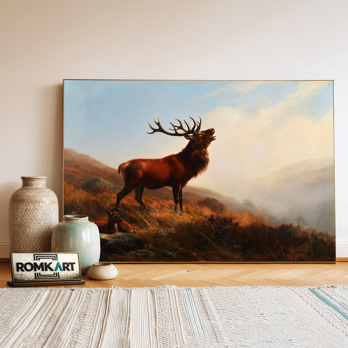 Bellowing Stag Oil Painting - image 3